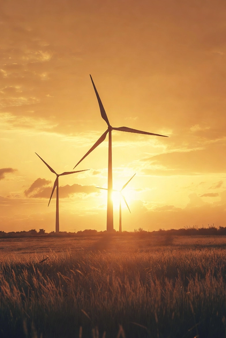 wind turbines golden hour